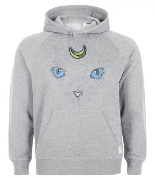 Cat Face and Moon Hoodie