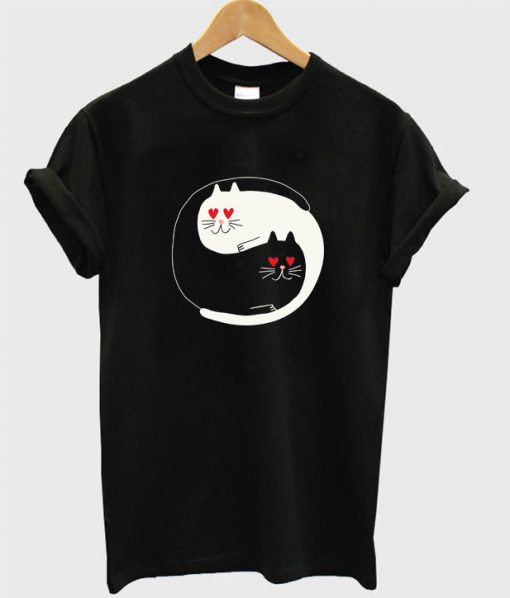 Yin Yang Love Eyes Cat T-Shirt