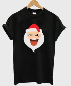Santa Claus Wink Eyes Tongue Out T-Shirt