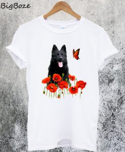 German Shepherd Flowers And Butterfly T-Shirt