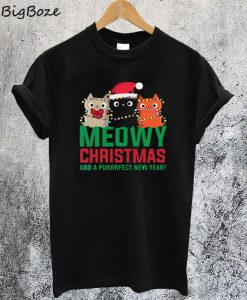 Meowy Christmas And A Purrffect New Year T-Shirt