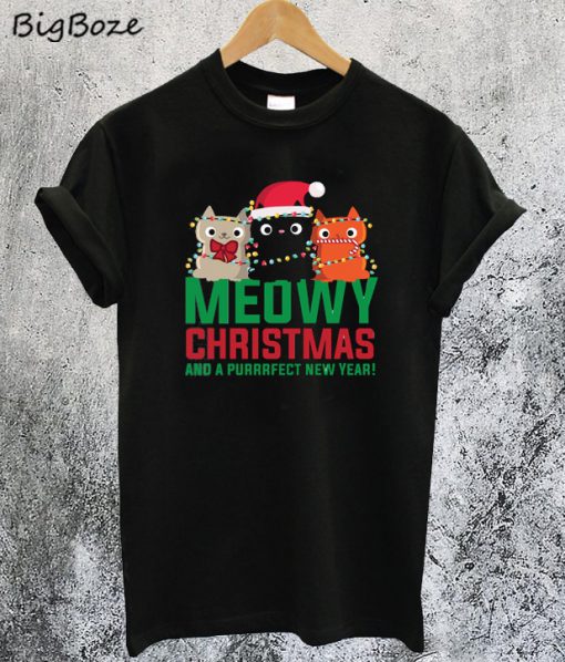 Meowy Christmas And A Purrffect New Year T-Shirt