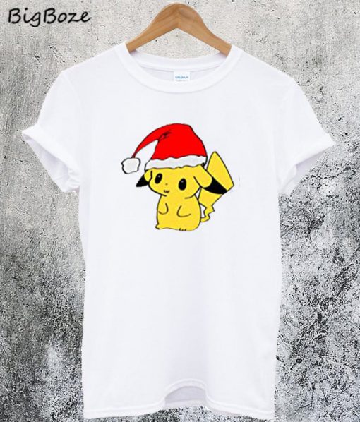 Santa Hat Pikachu Pokemon Xmas T-Shirt