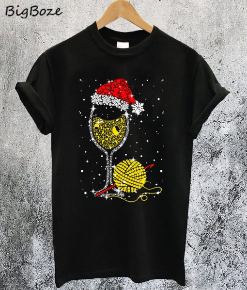 Yarn And Champagne Wine Glass T-Shirt