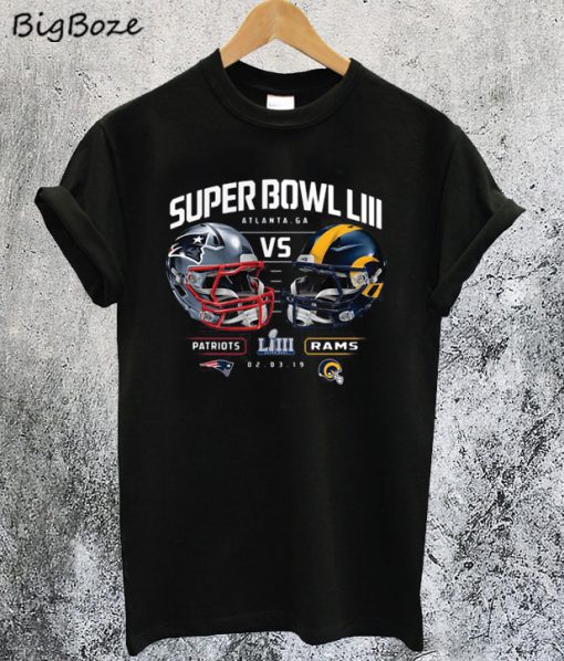 Patriots Vs Rams Super Bowl Liii Dueling Chair Route T-Shirt