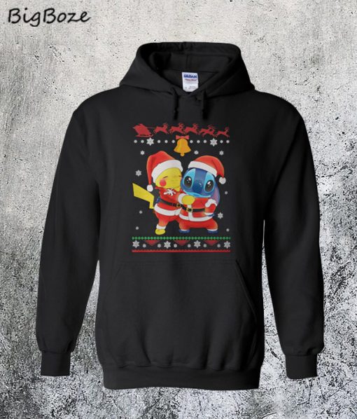 Pikachu Hug Stitch Christmas Hoodie