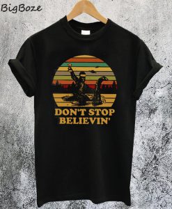 Bigfoot Riding on Nessie Loch Ness Monster Don't Stop Believin T-Shirt