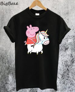 Peppa Pig Riding a Unicorn T-Shirt
