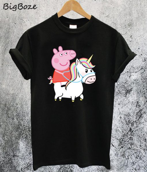 Peppa Pig Riding a Unicorn T-Shirt