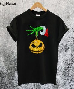 Grinch Hand Holding Jack Skellington T-Shirt