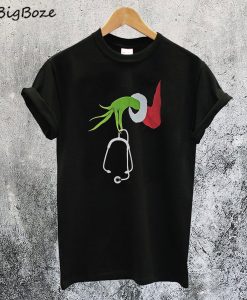 Grinch Hand Christmas Nurse T-Shirt