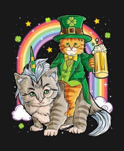 Caticorn Cat Unicorn Leprechaun St Patricks Day T-Shirt