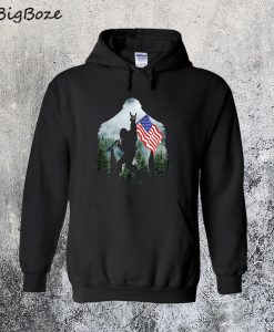 Bigfoot Into The Forest USA Flag Hoodie