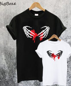 Hand and Blood Party Skeleton Hands T-Shirt