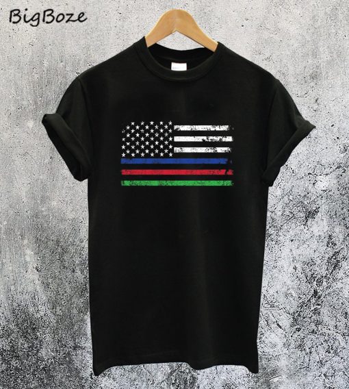 Thin Blue Red Green Line T-Shirt