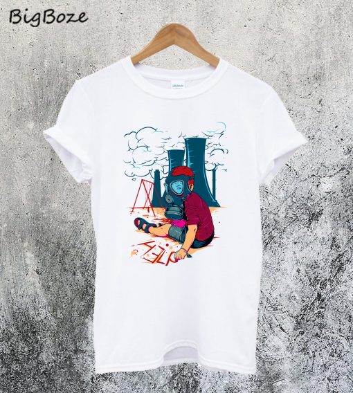 Boy Wearing Gas Mask T-Shirt
