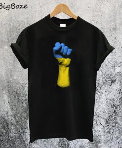 Flag of Ukraine on a Raised Clenched Fist T-Shirt