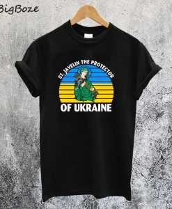 Saint Javelin The Protector of Ukraine Ukrainian Flag T-Shirt