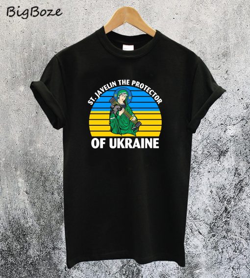 Saint Javelin The Protector of Ukraine Ukrainian Flag T-Shirt