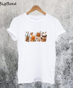 Halloween Pumpkin Latte Drink Cup T-Shirt