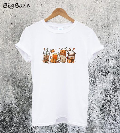 Halloween Pumpkin Latte Drink Cup T-Shirt