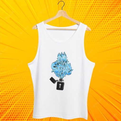 Flame Printing Black And White Trapstar Tank Top