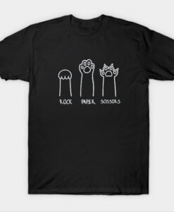 Funny Cat Rock Paper Scissors Hand Game Cute Paws T-Shirt