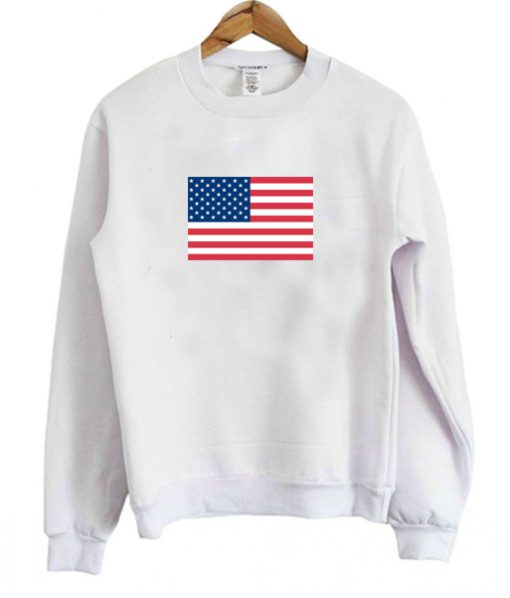 sweatshirt with american flag on sleeve