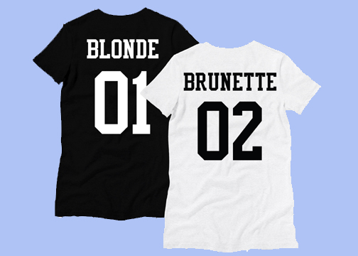 t shirt blonde brunette