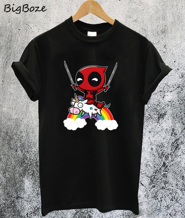 Riding A Unicorn Deadpool T Shirt