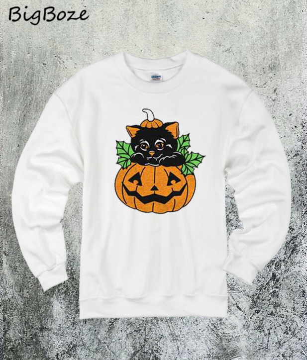 black cat pumpkin sweatshirt