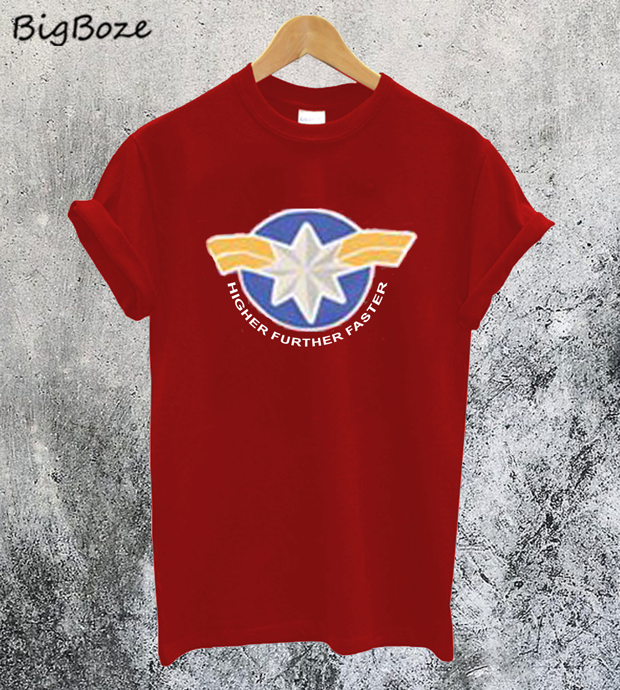 captain marvel t shirt higher further faster