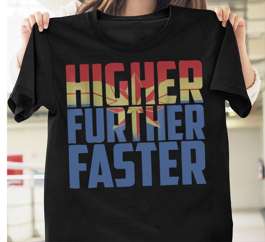 captain marvel t shirt higher further faster