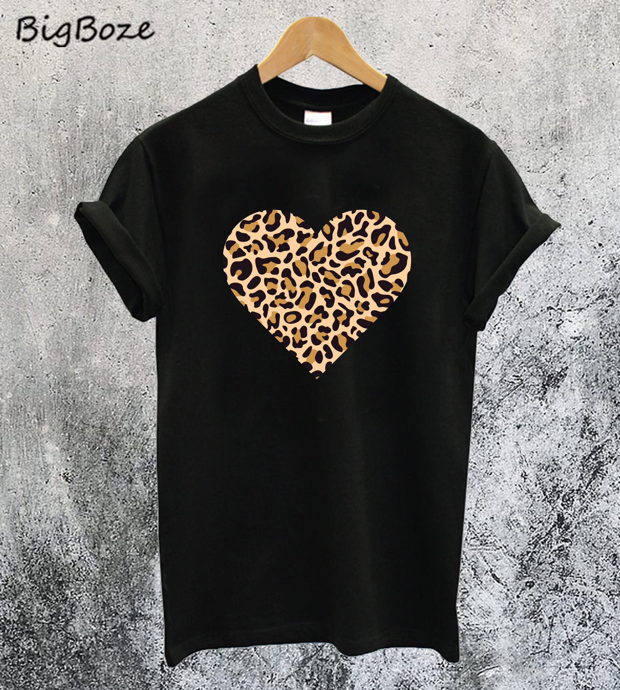 leopard heart tshirt